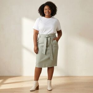 Maeve Anthropologie Felisa Paperbag-Waisted Skirt in moss size large